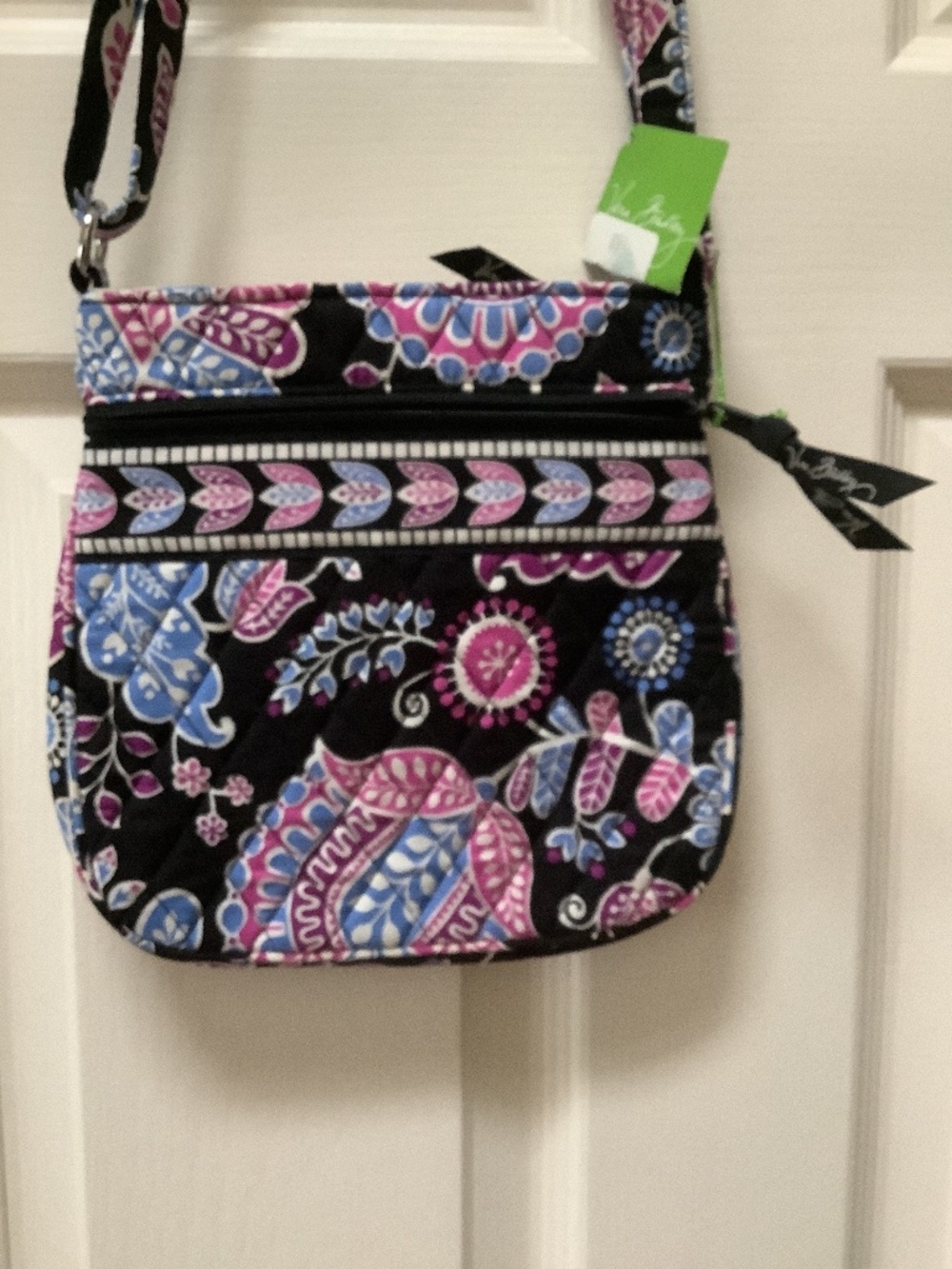 New Vera Bradley double zip hipster bag. Black with alpine floral design